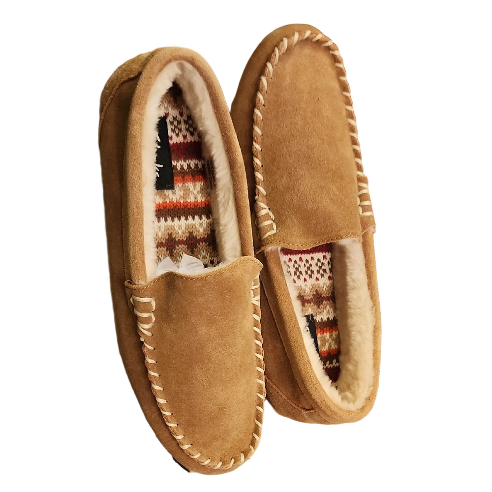 Tan Suede Moccasin Slippers
